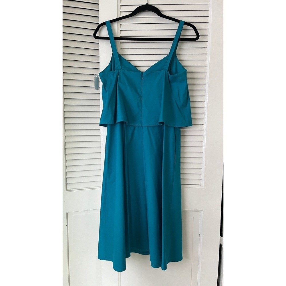 Lafayette 148 Riri Popover Sun Dress Sleeveless Teal Blue Women's S Stretch - Picture 3 of 8